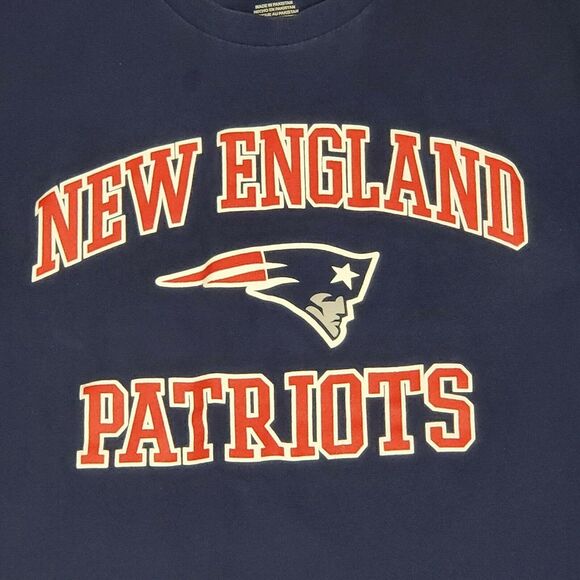 New England Patriots NFL Team Apparel Men T Shirt Blue Red Crew SS Football XL - Picture 4 of 7